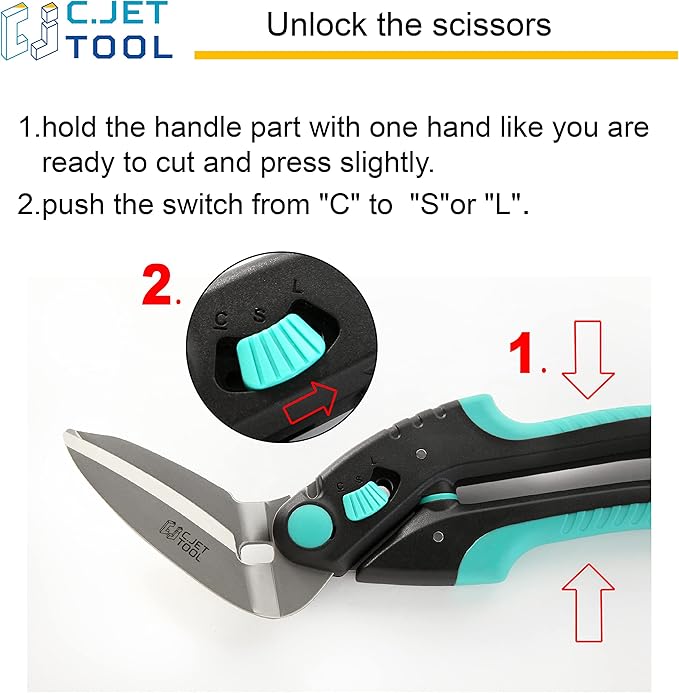 C.JET TOOL 10" Heavy Duty Carpet Cutter, Industrial Scissors, Multipurpose, Professional Soft Grip Stainless Steel (Turquoise)
