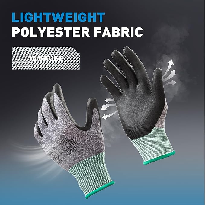 S SATC Safety Work Gloves Foam Nitrile Coated Touchscreen Knit Nylon Gloves for Men & Women, Ideal for Gardening, Warehouse