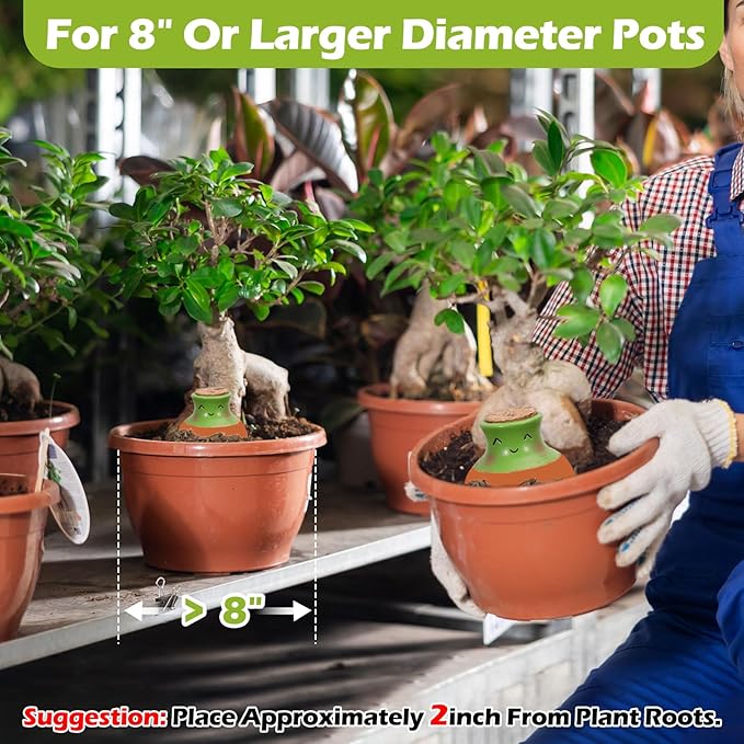 VICAMB 3PCS Self Watering Terracotta Globes,Ollas Watering Pot with Lid,Clay Plant Watering Devices,Planter Insert Terracotta Watering Spikes for Outdoor Indoor Plants with 1 Week Easy to Refill