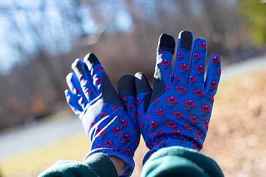 G & F Products Women Gardening Gloves with Touchscreen Feature, Durable, Breathable, Flexible, Lightweight, Double-Padded, Reinforced Fingers, Stylish Flower Patterns, 3-Pair Assorted Colors Pack