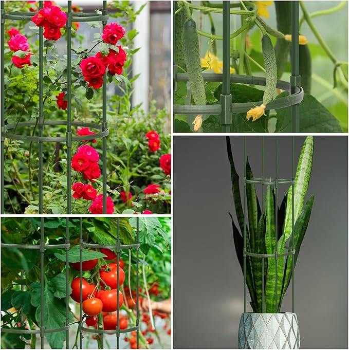 LOMNYIY Garden Trellis, Tomato Cage Tall Plant Support Climbing Vines Flowers Stands Cucumber Trellis Plant cage(Tall 55.1 inches，2 Pack)