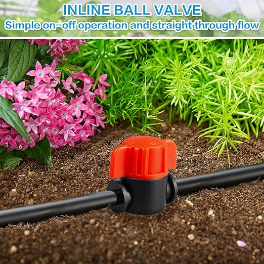 Gardrip 1/4" Drip Irrigation Valve：50 Pack Drip Irrigation Shut Off Switch Valve Fits 1/4 Inch Drip Irrigation Tubing Drip Line Cut Off Valve for Garden Lawn Irrigation System