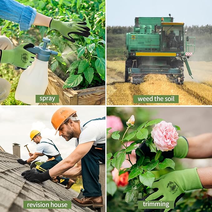 Pleneal Gardening Gloves for Women Men - Leather Garden Gloves Thorn Proof, Outdoor Protective Working Gloves for Weeding