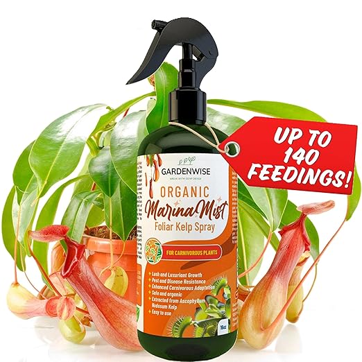 GARDENWISE 100% Organic Marina Mist Carnivorous Plant Food | Liquid Kelp Foliar Spray for Plants - Kelp Fertilizer for Venus Flytraps, Sundew, Butterworts, Pitcher Plants 16 Oz