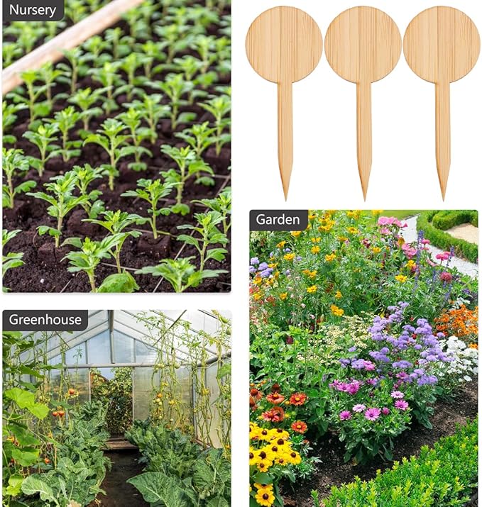 Tofficu 20Pcs Bamboo Plant Labels - Garden Labels for Outdoor Garden Waterproof - Plant Name Tags - Plant Identification Stakes for Succulents Nursery Indoors Greenhouse