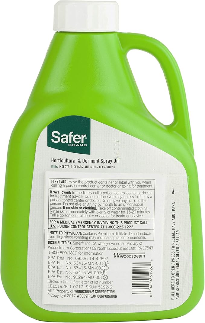 Safer Brand 5192-6, 16 oz Horticultural & Dormant Spray Oil Concentrate, 1 Pack, Green