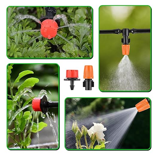 Garden Drip Irrigation Kit,164FT Greenhouse Micro Automatic Drip Irrigation System Kit with 1/4 inch Blank Distribution Tubing Hose Adjustable Patio Misting Nozzle Emitters Sprinkler