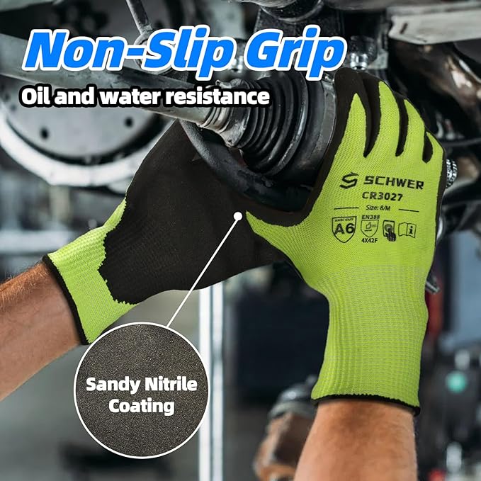 Schwer 120 Pairs Cut Resistant Gloves ANSI A6/A7 (Send Randomly) Cut Proof Work Gloves, Touchscreen, for Men and Women Used for Woodworking, Glass Cutting, Construction, Cargo Handling, Car Repair, M