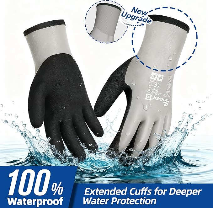 Schwer 2 Pairs 100% Waterproof Winter Work Gloves, ANSI A2 Cut Resistant Freezer Gloves for Outdoor Cold Weather Keep Hands Warm, Enhanced Warmth & Durability, for Shoveling Snow, Ice Fishing, XXL