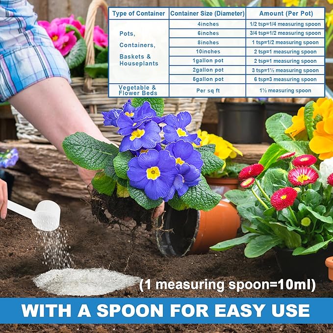 5LB Water Storing Crystals for Indoor Plants, Soil Moisture Control Water Gel Beads with Spoon, Super Absorbent Polymer for Potting Soil, Prevent Overwatering & Drought Stress