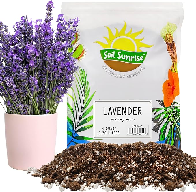 Soil Sunrise Lavender Potting Soil Mix (4 Quarts) Indoor/Outdoor Container Gardening Blend for Lavender Herb Plants