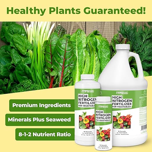 High Nitrogen Fertilizer for Vegetables – Liquid Plant Food for Vigorous Leafy Growth, Strong Stems & Higher Garden Productivity, 8 oz
