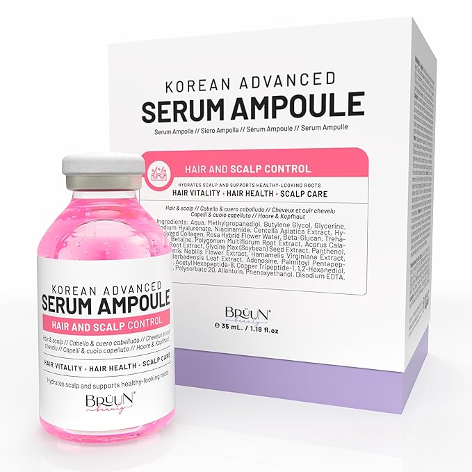 BRÜUN HS - Control Hair and Scalp Ampoule Serum – Korean Serum Booster For Hair Growth Use without Derma Pen Skin Care Serum 1.18 fl.oz