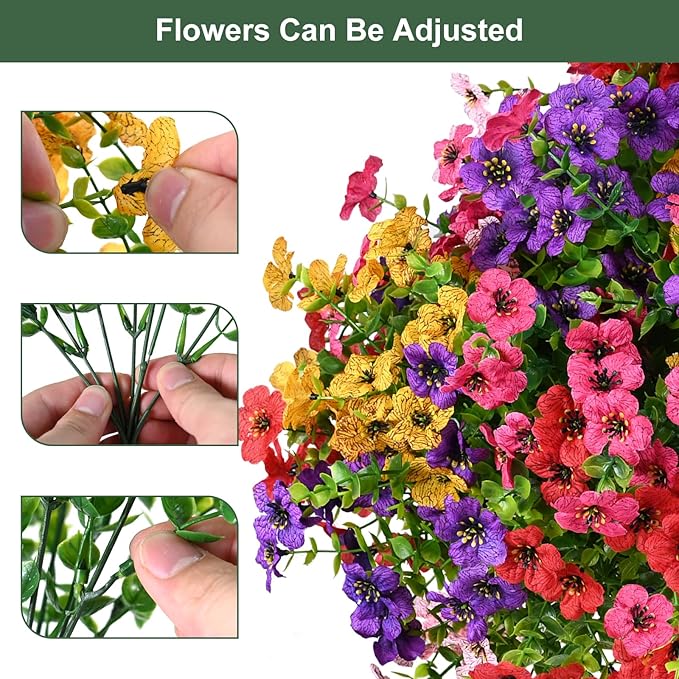 trytuny Artificial Flowers for Outdoor, UV Resistant Fake Silk Flowers, Realistic Faux Plants for Outside Indoor Porch Patio Window Box Planter Home Decor (20, Yellow)