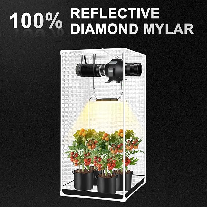 ATOUR 34”x34”x72” Grow Tent, Reflective 600D Mylar,Hydroponic Grow Tent with Observation Window and Floor Tray for Indoor Plant Growing 3’x3’