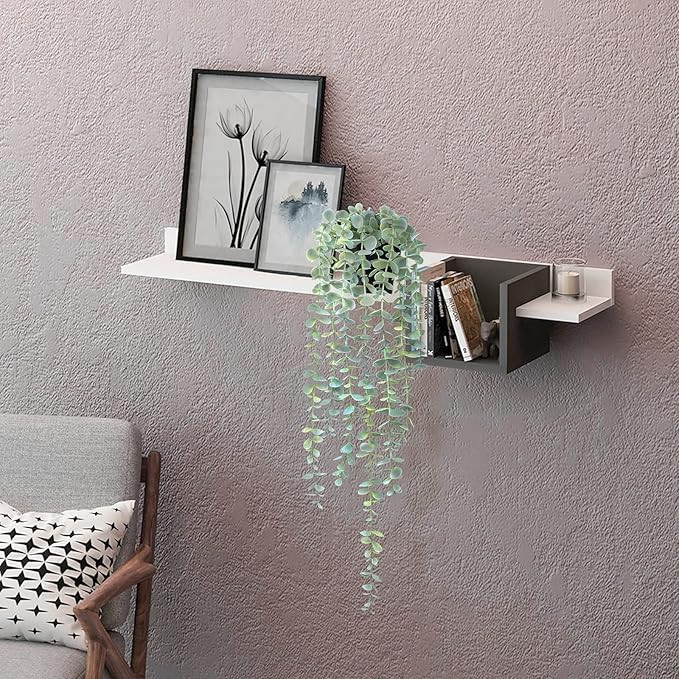 Fake Hanging Plant Eucalyptus Artificial Faux Plants Indoor Small Wall Greenery Decor for Shelf with Black Pot Soft Green 1PCS 23Inch Long