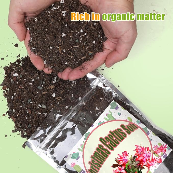 Doter Christmas Cactus Potting Soil Mix 1qt, Ideal for Succulents, Christmas Cacti, and Other Indoor Potted Plantings