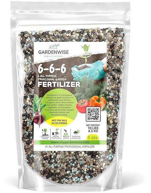 Gardenwise 6-6-6 All-Purpose Professional Plant Food Fertilizer; Ideal for Winter Care & Spring Feeding, Perfect Balanced NPK for Indoor and Outdoor Plants (10 QUARTS)