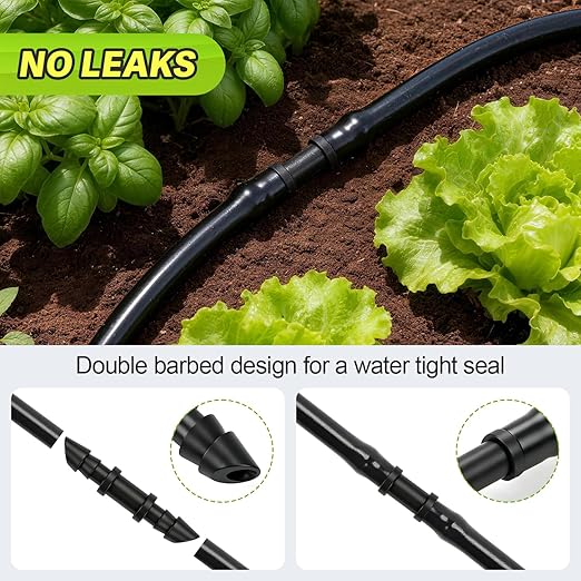 120 Pieces 1/4" Drip Irrigation Coupling Fittings：Drip Line Double Barbed Coupler Connectors for 1/4 Inch Irrigation Tubing 1/4'' Straight Coupler with Sharp End for Drip Irrigation System