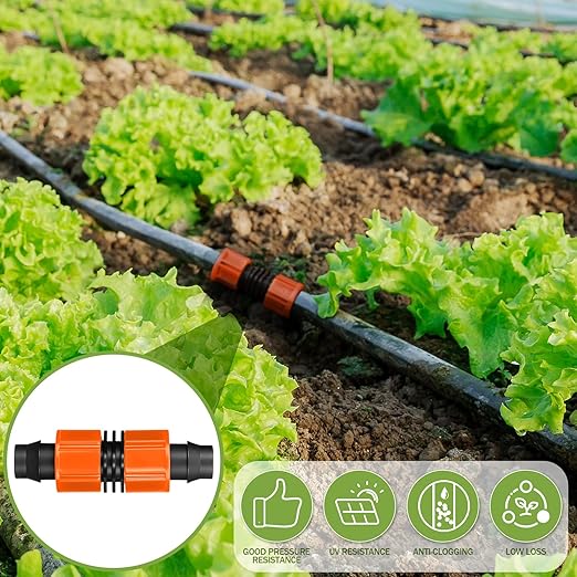 Tondiamo 50 Pcs Garden 5/8" Drip Irrigation Tape Tubing Fittings Kit Include Connector, Tee Coupling, Elbows, End Cap, On/Off Valve Barb for Most 16-17 mm Tubing Irrigation System (Orange)