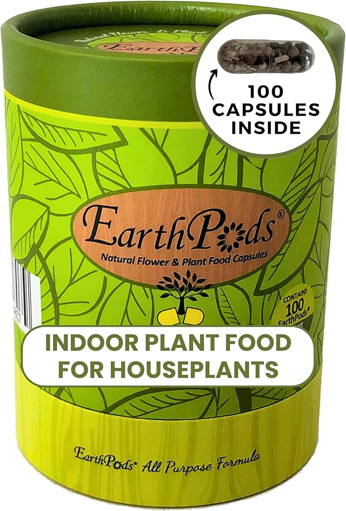 EarthPods® Organic Indoor Plant Food Capsules (100 Count) – Slow-Release Houseplant Fertilizer Spikes | Specialized Nutrients for House Plants | Made in USA