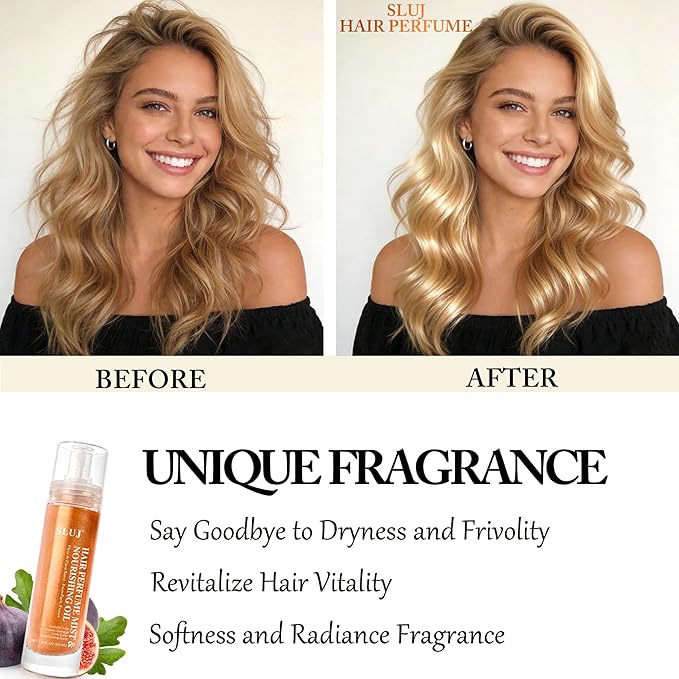 SLUJ Hair Perfume for Women - Hair Mist with Argan Oil & Bronze Shimmer, Lightweight Hair Oil Spray for Dry Hair, Heat Protection Spray for Hair, Long Lasting Hair Scent