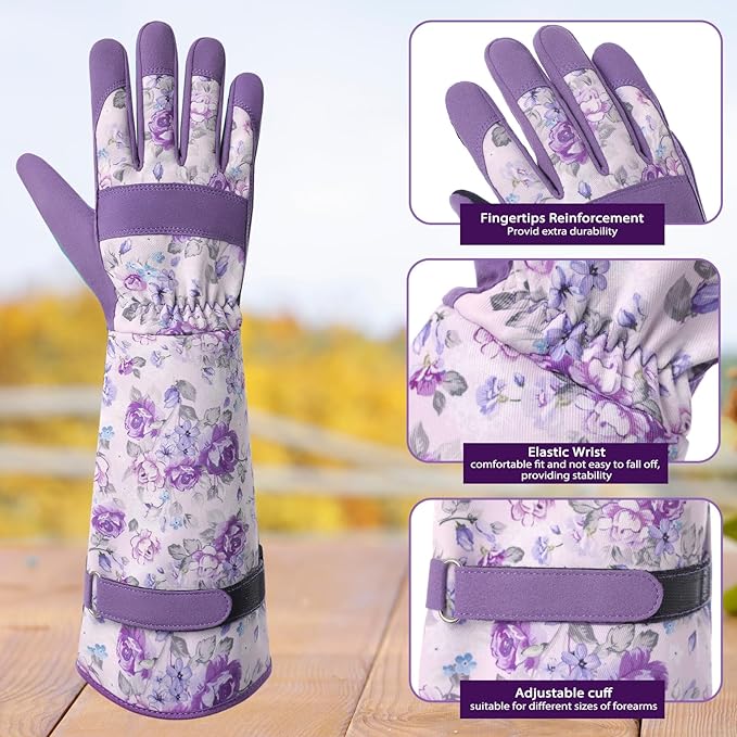 Trifabricy Gardening Gloves for Women, Breathable Leather Garden Gloves with Grip, Thorn-Proof Puncture-Resistant Work Gloves