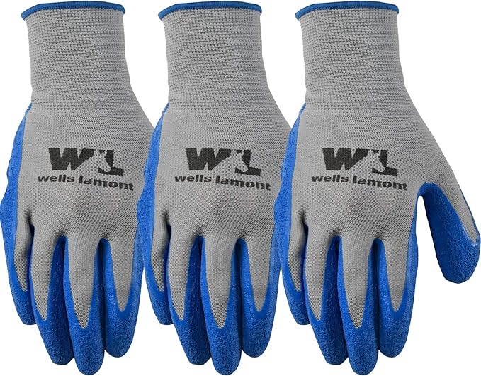 Wells Lamont 3 Pair Pack Men's Latex Grip Work Gloves, Large (133LF)