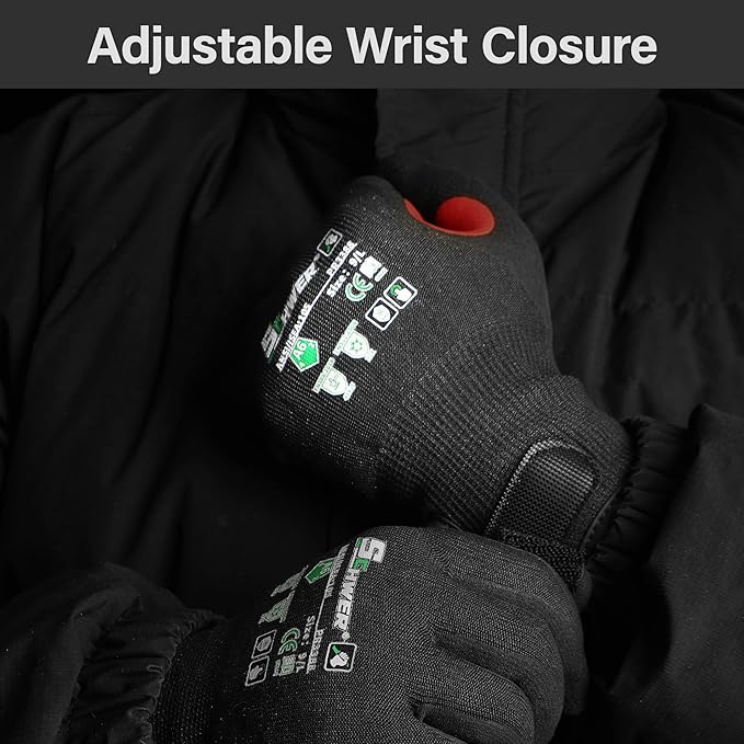 FreezeGuard Winter Work Gloves for Men and Women, ANSI A6 Cut Resistant Gloves With Super Grip, Freezer Glove for Work Below Zero, Touchscreen, Thermal Insulated, PR3388, Black Knight (S, 1 Pair)