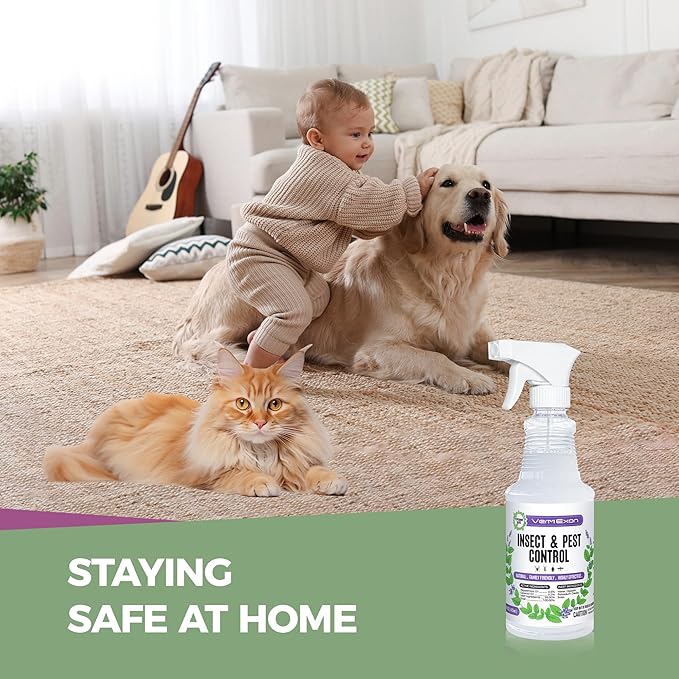 VermExon Peppermint Oil Insect & Pest Control Spray – 32oz Natural Plant-Based Bug Killer for Spiders, Ants, Flies, and Other Insects, Safe for Home & Kitchen Use