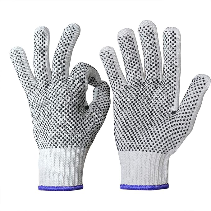 Evridwear Cotton Polyester String Knit Shell Safety Protection Work Gloves for Painter Mechanic Industrial Warehouse Gardening Construction Men One Case (12 PairsX20) With Two Side dots, XL Size
