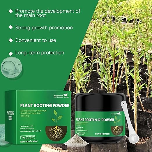 Plant Rooting Powder, Root Growth Stimulator for Cuttings, Seedling and Root Promoter Supports Stronger, Healthier Plants (2PCS)