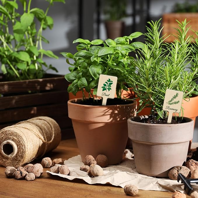 UPINS 24Pcs Acrylic Plant Labels Herb Plant Markers Plant Tags Signs with Printed Name for Indoor Outdoor Gardens Herbs Seedlings Plants
