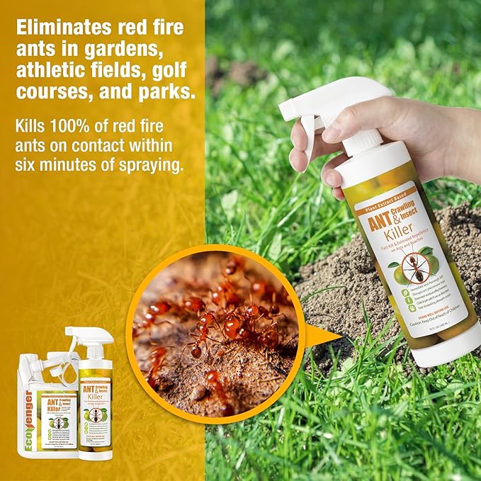 EcoVenger® Ant and Insect Killer 64 oz | Citrus Scent | Fast Kills House Ants Fire Ants | Residual Deterrence | Treats Nest | Plant-Based Child and Pet Safe