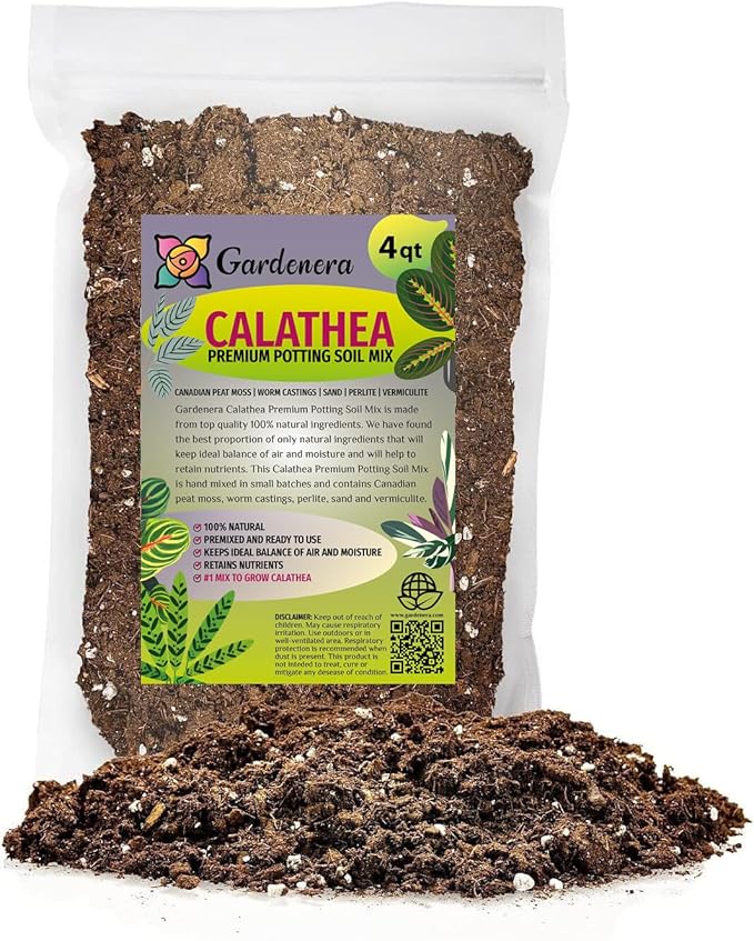 Gardenera Premium Calathea Plant Potting Mix - Elevate Your Space with Striking Foliage Patterns and Distinctive Beauty - 4 Quart
