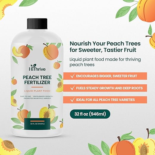 32oz Peach Plant Fertilizer - Makes 32 Gallons of Peach Tree Fertilizer for Peaches, Liquid Plant Food with Macronutrients + Micronutrients for Bigger, Sweeter Fruits, Healthy Growth & Strong Roots