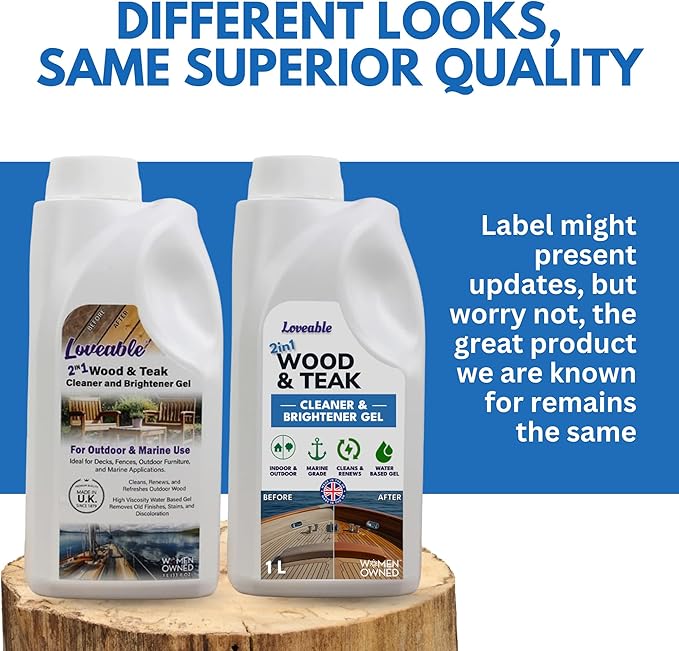 EcoDecors Loveable 2 in 1 Wood & Teak Cleaner and Brightener Gel, 1 L, for Outdoor Use, Cleans, Renews, and Refreshes Outdoor Wood