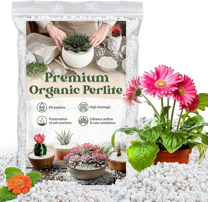 Perlite,Premium Oraganic Perlite Soil Amendment for Plant,Porous Volcanic Rock, Aeration & Drainage Enhancer, Ideal for Succulents, Flower Plants, Hydroponics-2 QT