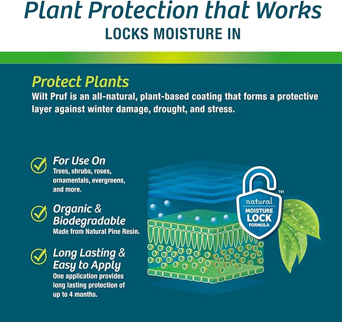 Wilt-Pruf® Original Winter Plant Protection | Ready-to-Spray | Maximum Strength Against Winter Burn/Damage | Replaces Burlap | Preserves Christmas Trees, Wreaths, Garland | Lasts up to 4 Mos | 32 oz