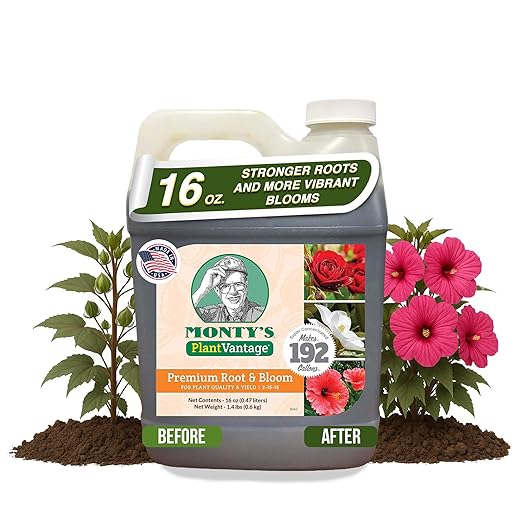 PlantVantage Root & Bloom Liquid Fertilizer – Concentrated Plant Fertilizer for Strong Roots & Bigger Blooms, Liquid Plant Food for Trees, Flowers & Vegetables, Soil or Foliar Application – 16 oz