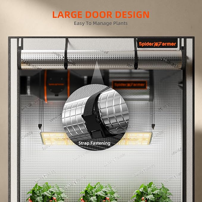 Spider Farmer Pro Series 2x2x6 Grow Tent, 24"x24"x72" with Roll-up Door, Observation Window Floor Tray, 2000D Thicken Mylar Canvas, 2x2 for Hydroponic Indoor Growing for SF1000, SF1000, SE1500, G1500