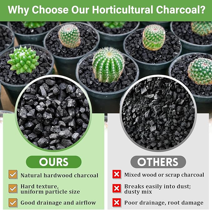 Legigo 2 QT Horticultural Charcoal- Natural Charcoal for Plants, Biochar Soil Amendment for Indoor Plants, Terrariums, Orchids Potting Mix and Gardening