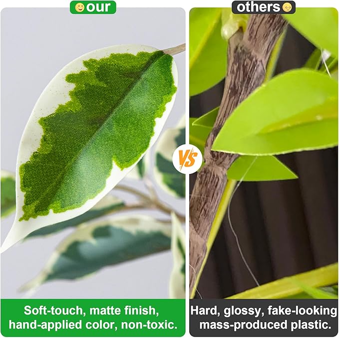 Bailikang 6FT Artificial Ficus Trees Indoor Faux Trees Indoor Fake Floor Plants Tall Artificial Tree with White Pot Faux Tree Fake Indoor Tree Silk Plants Artificial Trees for Home Decor Indoor