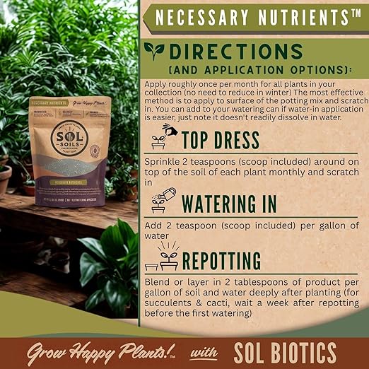 Sol Soils Necessary Nutrients Fertilizer - Biochar, Humic Acids, Mycorrhizal Fungi, Bacillus, 4oz