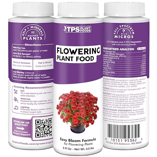 Flowering Plant Food – Liquid Plant Food for More Blooms, Vibrant Color & Stronger Bud Development, 8 oz