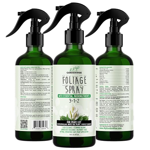 GARDENWISE Peace Lily Foliar Spray - 3-1-2 Plant Fertilizer - Premium Spray for Indoor Plants with Essential Nutrients - Peace Lily Plant Food & Fertilizer - Ready-to-Use (8 OZ)