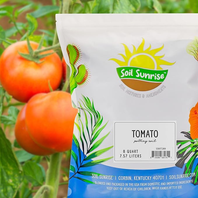 Soil Sunrise All Natural Tomato Starter/Potting Mix (8 Quarts) Perfect Backfill for Outdoor Tomato Plant Holes, Hand Blended with Natural Ingredients Including Worm Castings