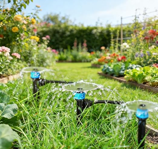 Adjustable Drip Irrigation Drippers Vortex: 20PK Fan Shape Water Flow Bubbler Stake Irrigation Emitters with Lock Barbed for 1/4 inch Tubing for Garden Watering