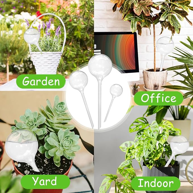 Jgalnim 20 PCS Clear Plant Watering Globes,Plastic Watering Bulbs,Self Watering Planter,Flower Automatic Watering Device for Plants Indoor,Outdoor,Flowerpot,Home Garden(Large,Medium,Small)