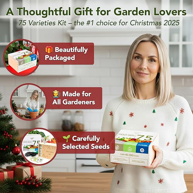Garden Pack Grow Your Own Kit - 75 Varieties of Herb, Flower and Vegetable Seeds - Gardening Gifts for Men and Women with 30,000 Seeds for Planting